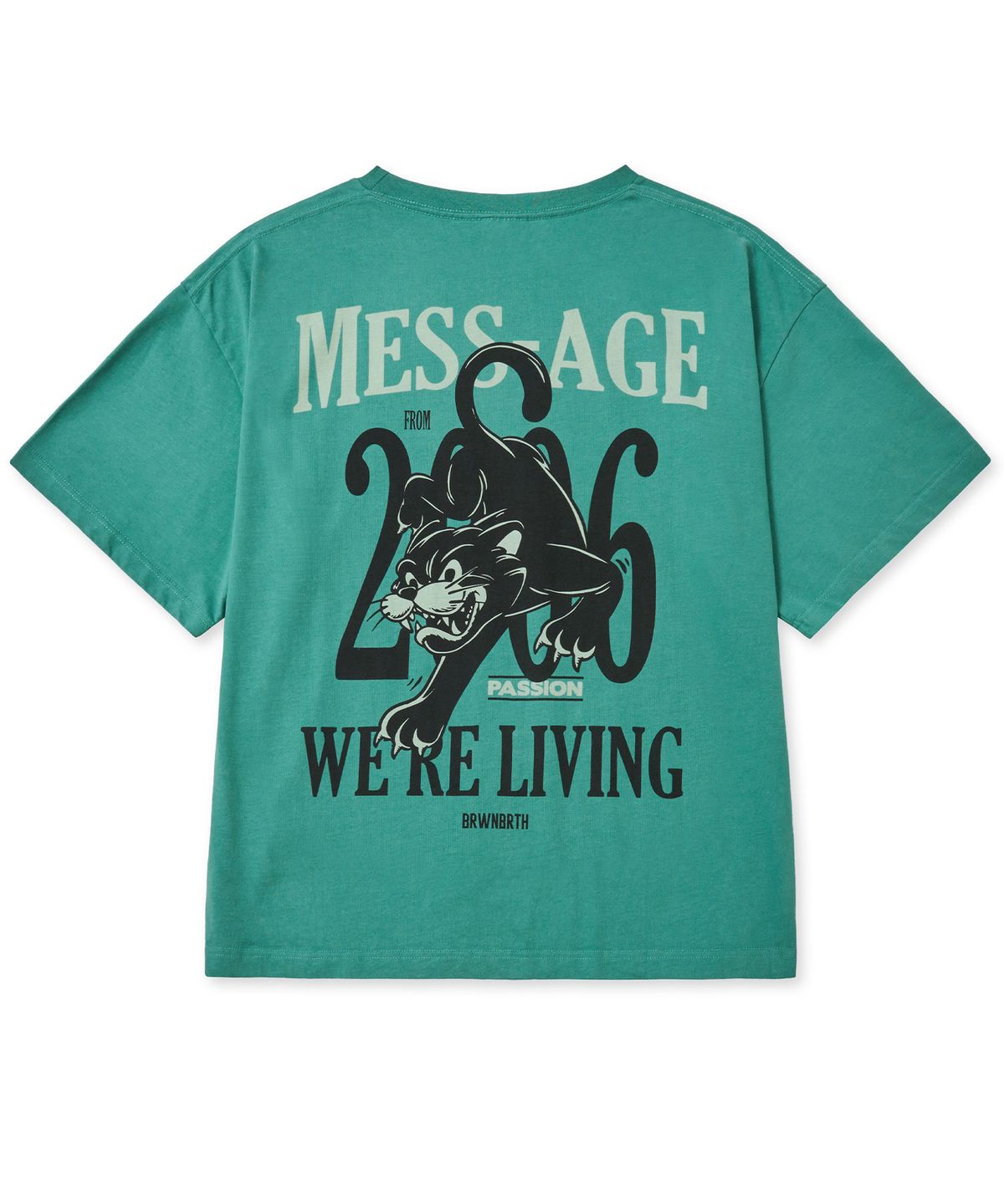 브라운브레스(BROWNBREATH) MESS-AGE OVERFIT TEE - GREEN