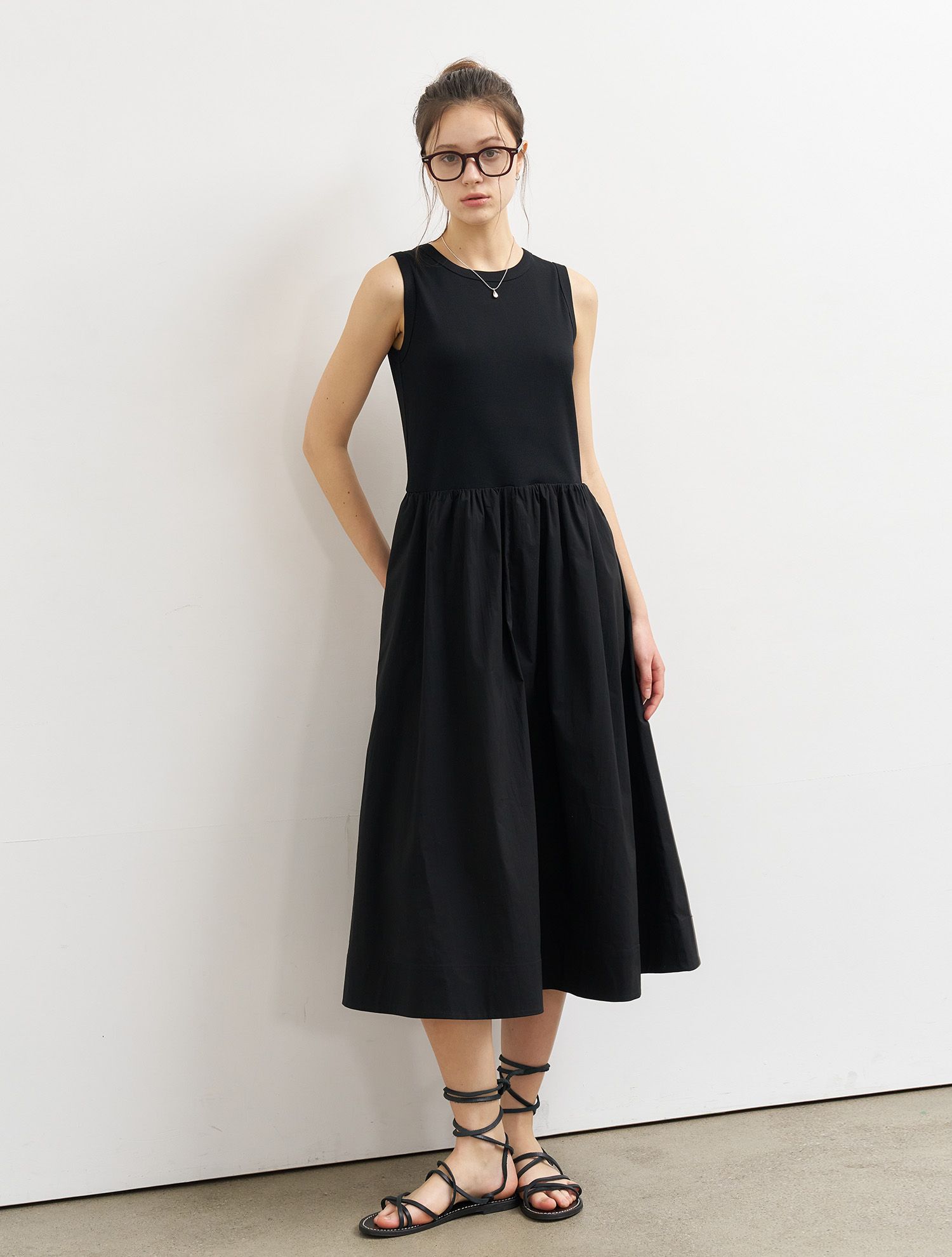 ★GENERAL IDEA★ WOMAN Jersey Top Flare Long One Piece [BLAC MUSINSA | GENERAL IDEA Jersey Top Flare Long One Piece