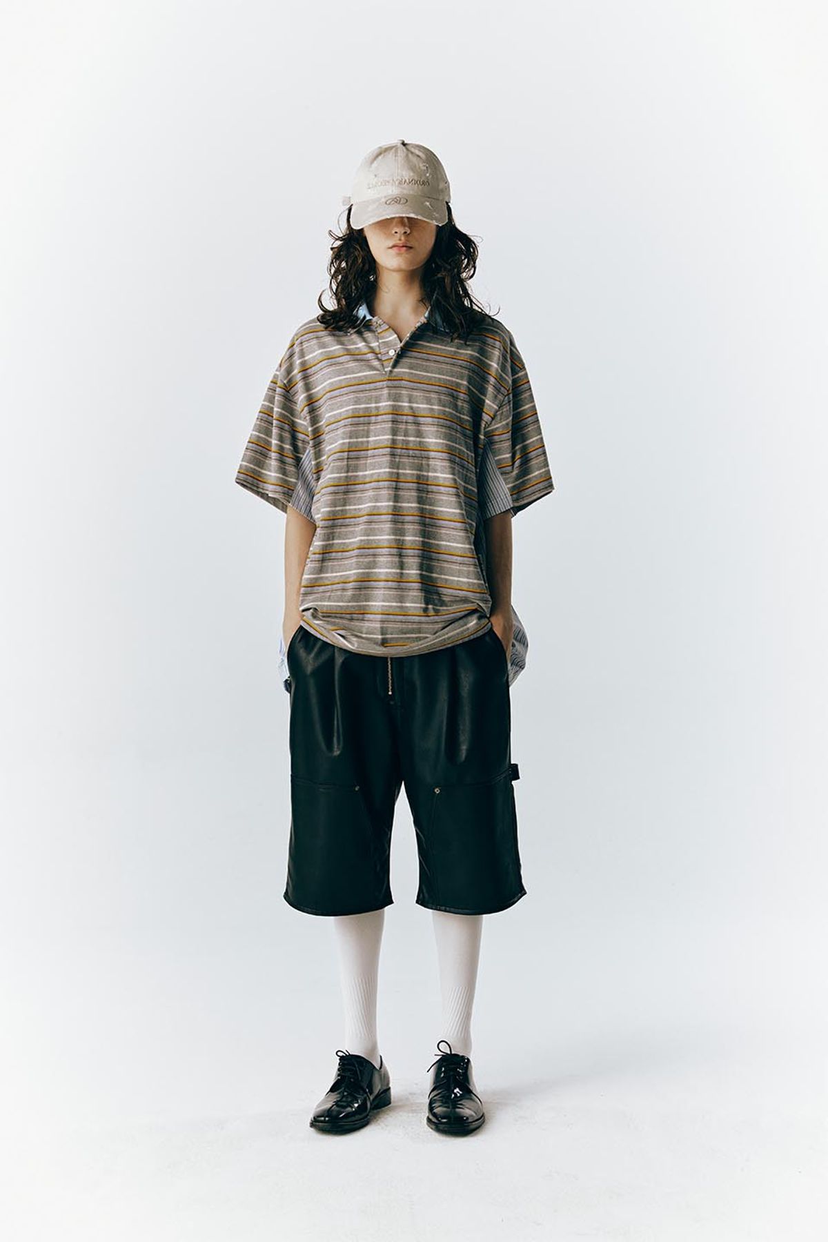 오디너리피플(ORDINARY PEOPLE) RE : SHIRT 05 - PK Stripe Shorts Layered Shirt (GRAY)