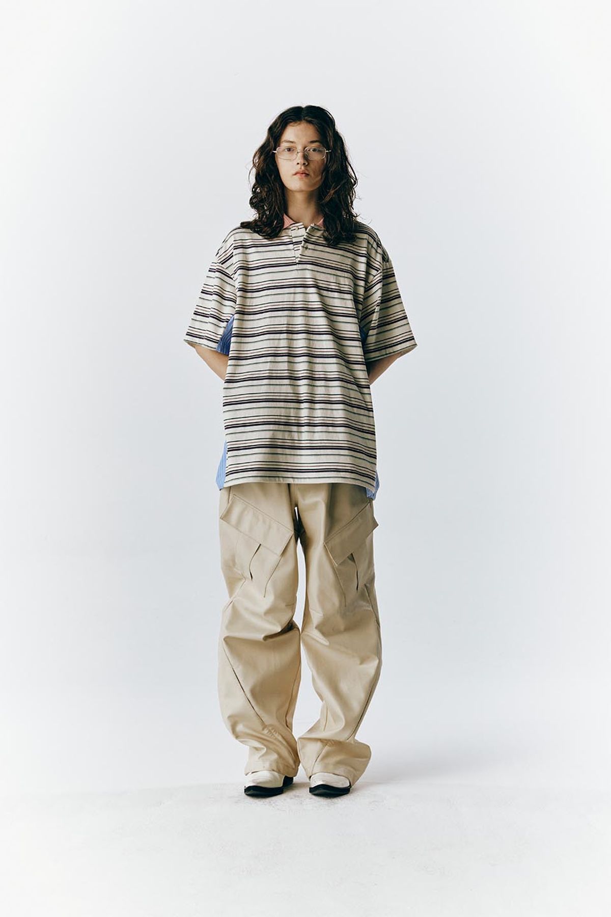 오디너리피플(ORDINARY PEOPLE) RE : SHIRT 05 - PK Stripe Shorts Layered Shirt (White)