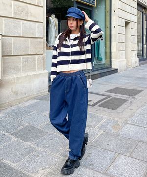 빅사이즈 올밴딩 보이핏 배기 청바지