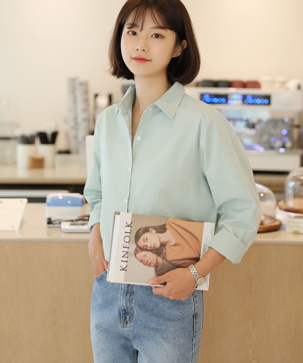 빼빼(BBAEBBAE) 카라넥 긴팔 모던심플 베이직 셔츠 남방