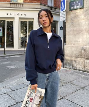 빅사이즈 집업 카라넥 크롭 맨투맨 티셔츠