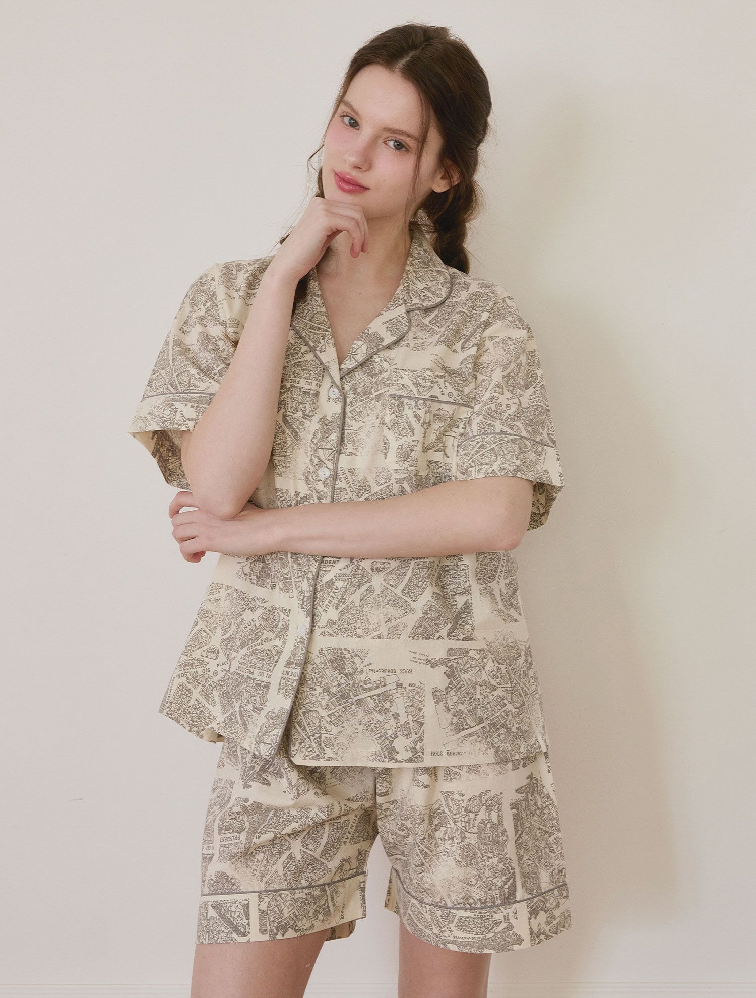 MUSINSA | LUNALUZ STUDIO Women's Avenue Cotton Short Sleeve Collar Two ...
