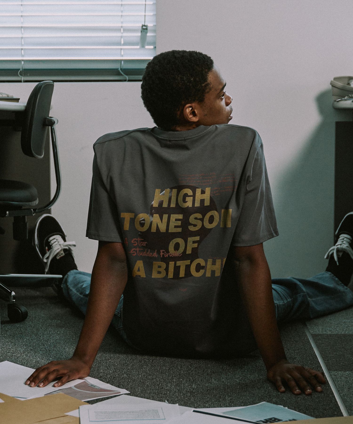 MAYOL_High-tone print short-sleeve t-shirt_charcoal