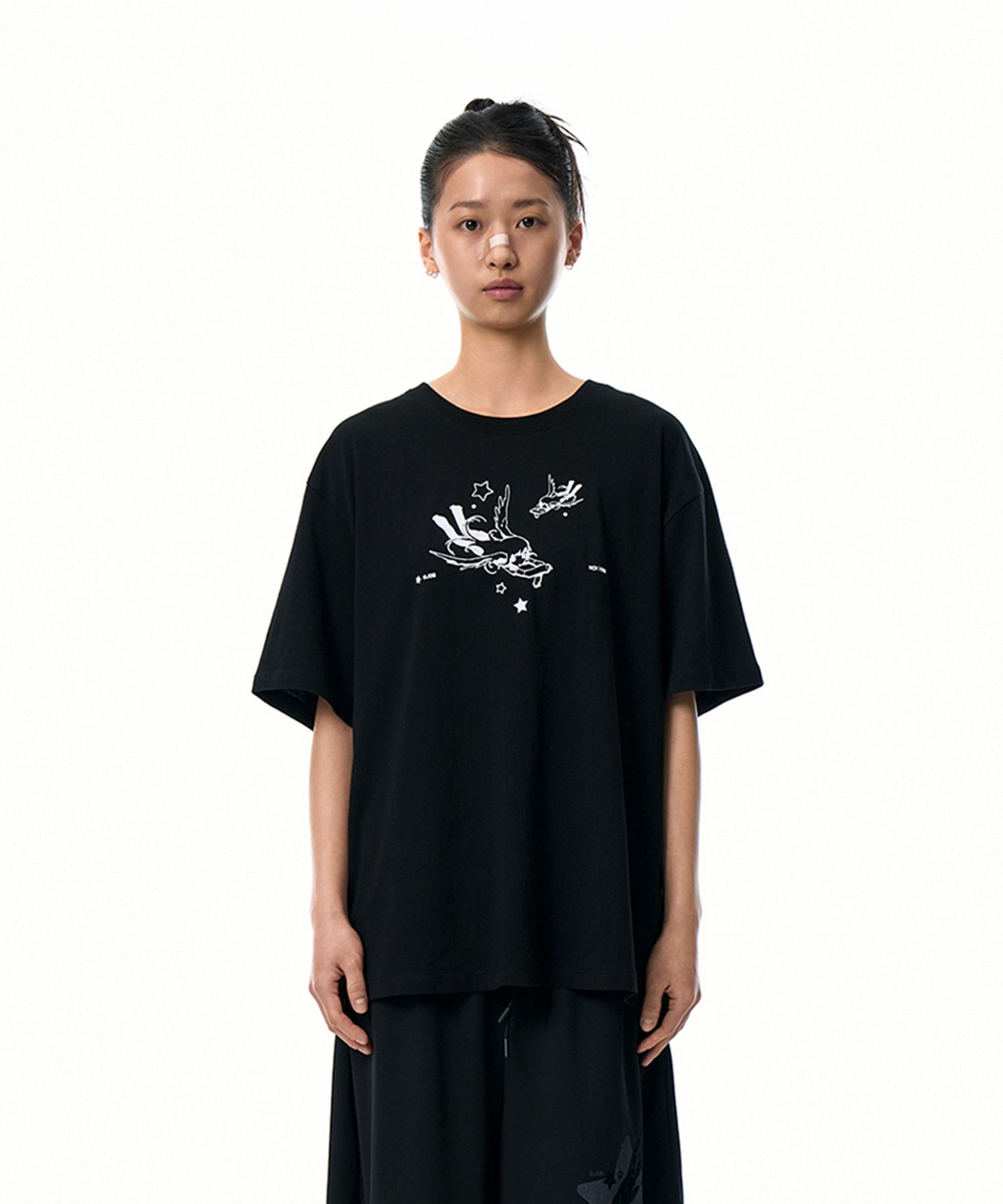 오호스(OJOS) OJOS x NOITOW SHU Graphic T-shirt / Black - 사이즈