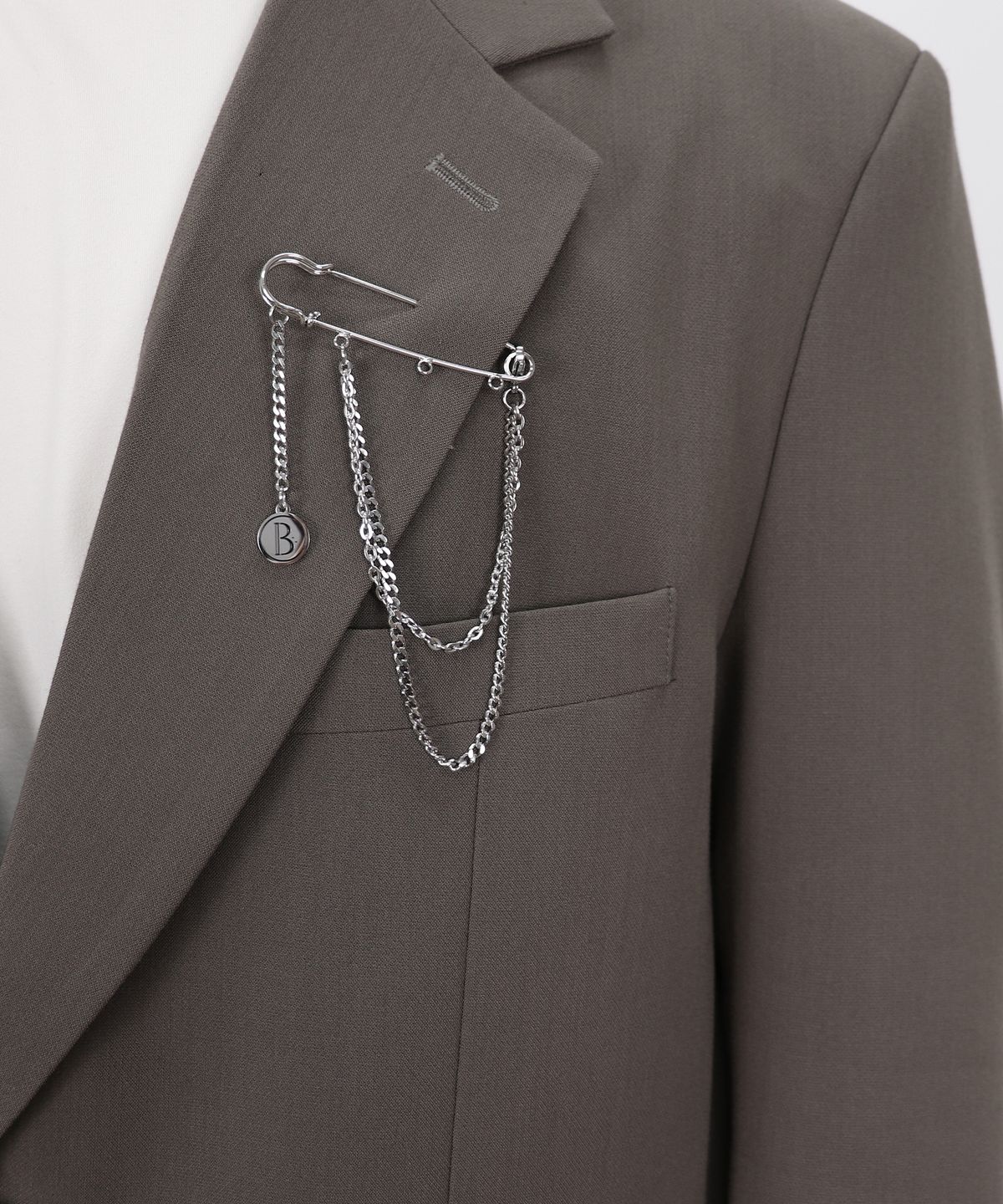 베이스클레프(BASSCLEF) 남자 체인 브로치 써지컬스틸 스트릿 패션 CLEF W Brooch