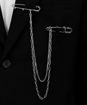 남자 브로치 옷핀 체인 레이어드 써지컬 CLEF WAVE Brooch