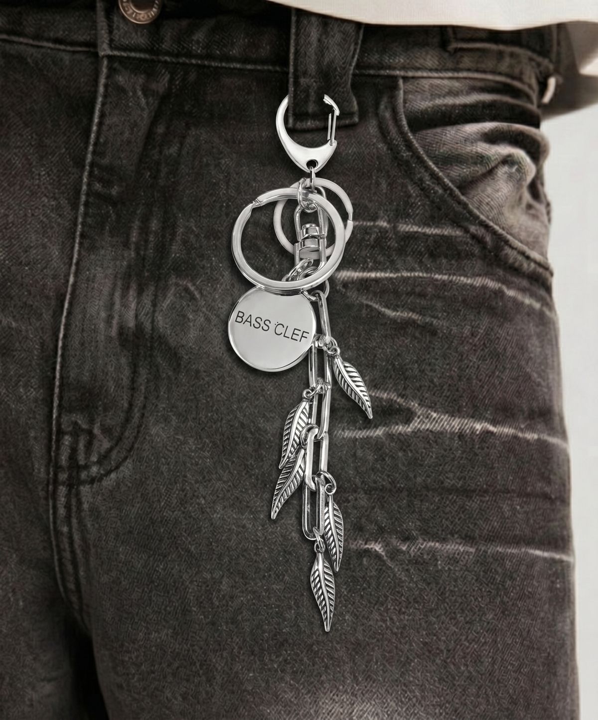베이스클레프(BASSCLEF) 써지컬스틸 키링 바지 체인 CLEF LEAF Key Ring