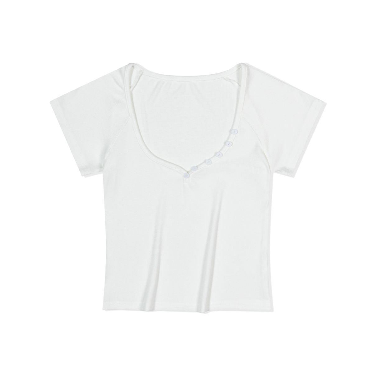 모아(MOAA) Slant Button Rib Tee (White)