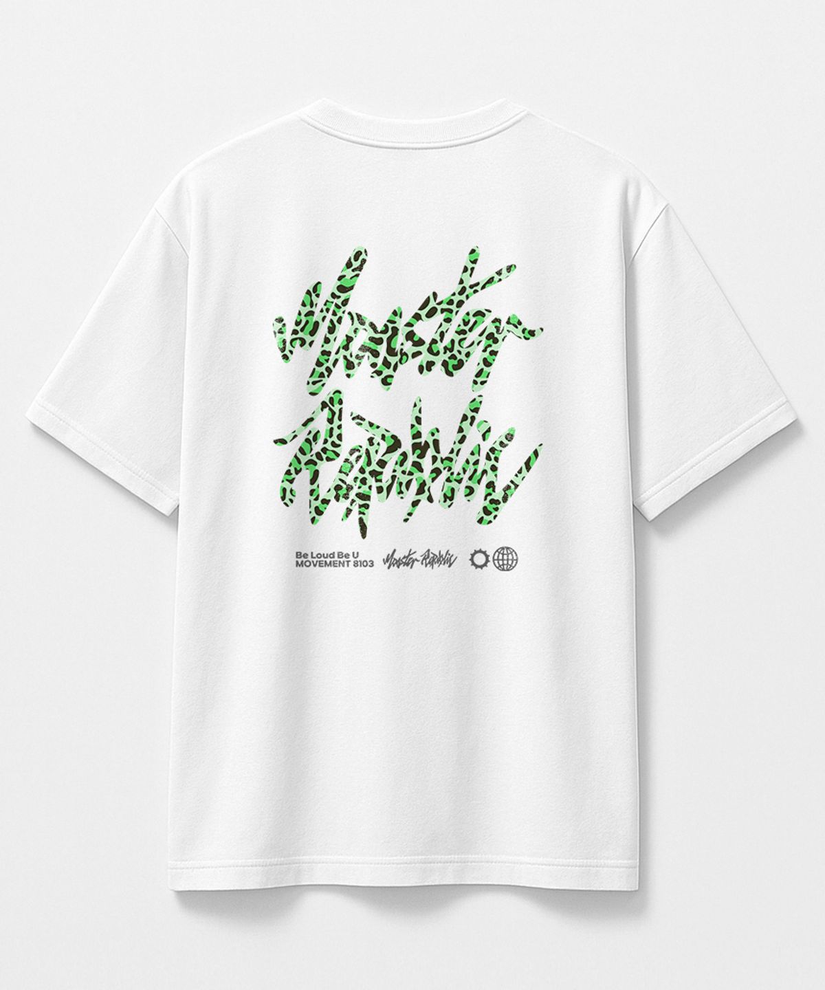 몬스터리퍼블릭(MONSTER REPUBLIC) 레오파드 로고 그린 티셔츠 화이트_8103