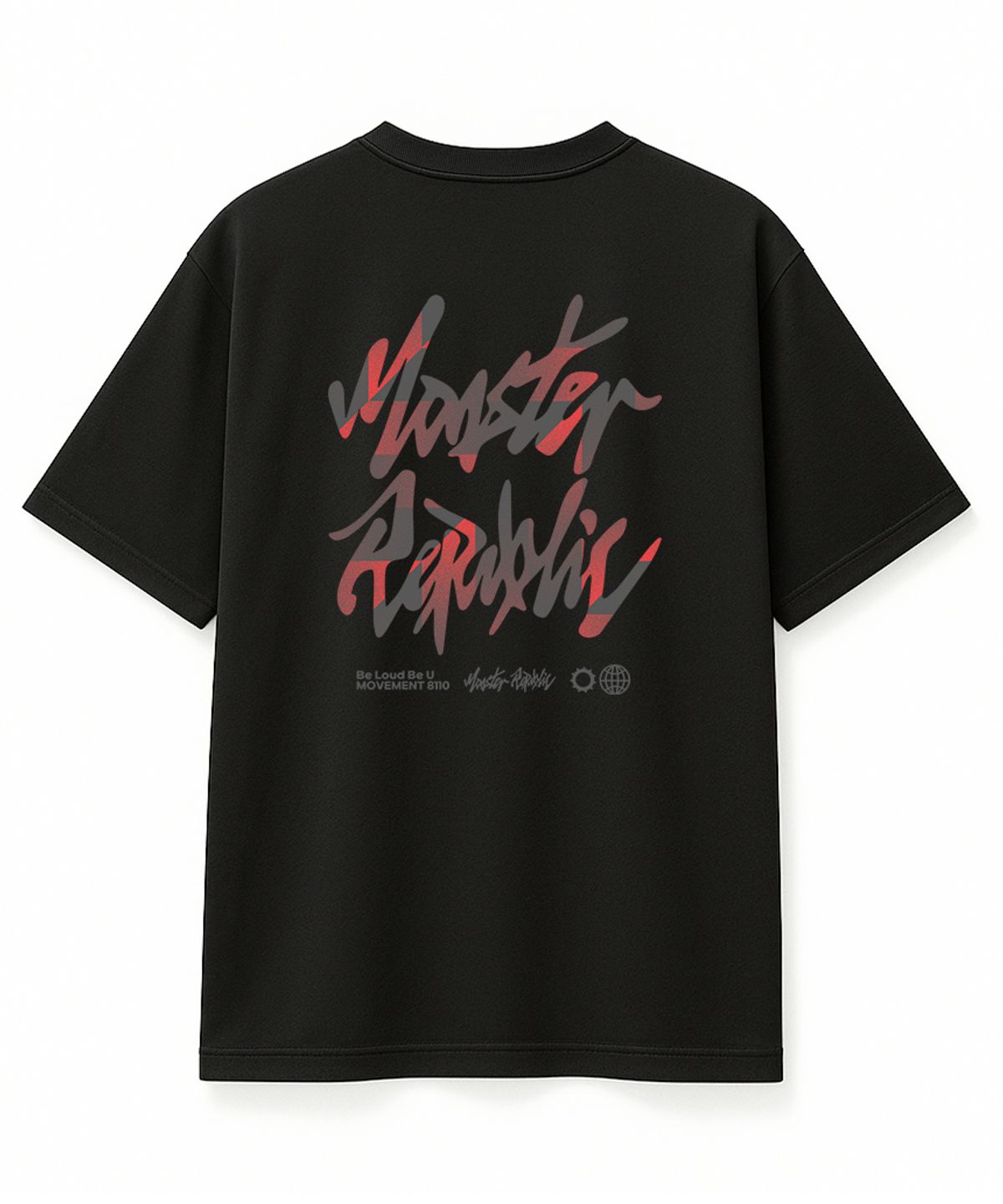 몬스터리퍼블릭(MONSTER REPUBLIC) 미스트 로고 레드 티셔츠 블랙_8110