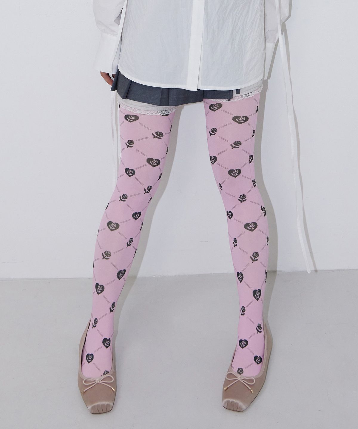 페이키(FAKIII) Rose Check Pixel Tights (80D)_PINK