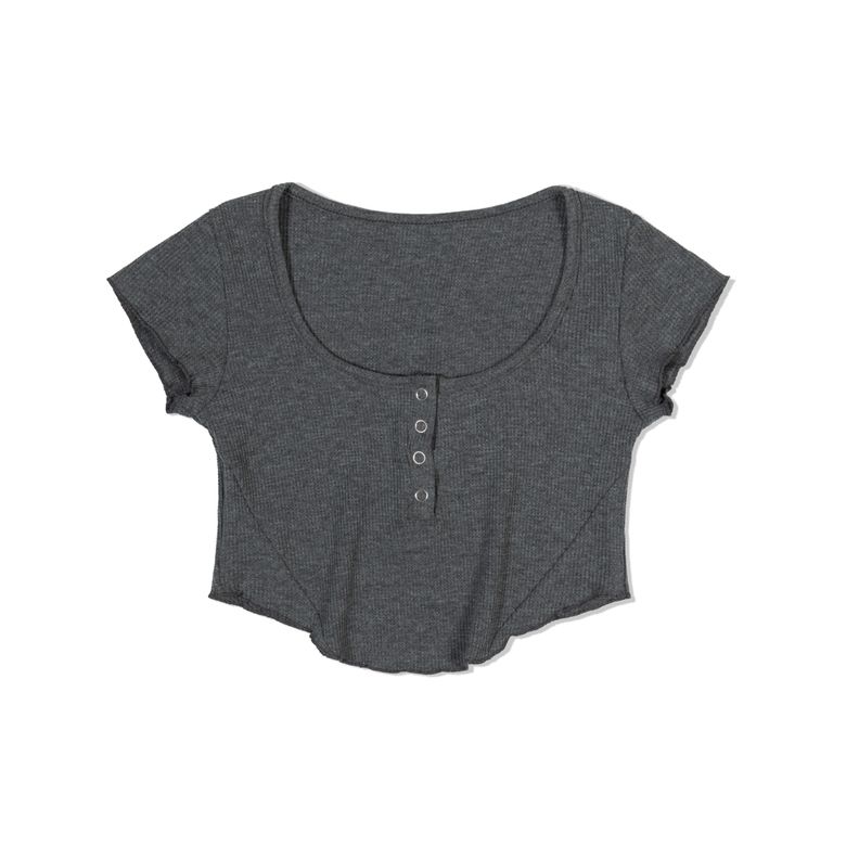 Curve Snap Henley Tee (GRAY)