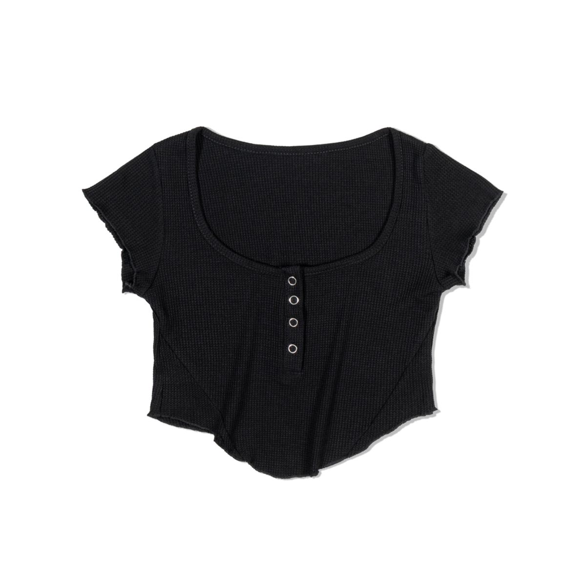 모아(MOAA) Curve Snap Henley Tee (BLACK)