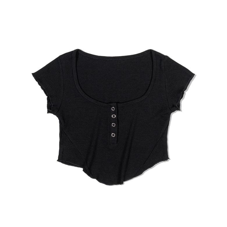 Curve Snap Henley Tee (BLACK)