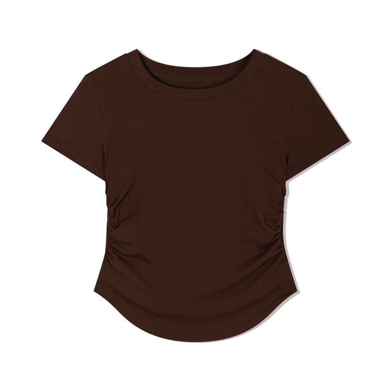 Side Ruche Curve Tee (BRICK)