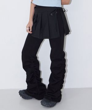 Giselle Pleated Wrap Skirt_BLACK