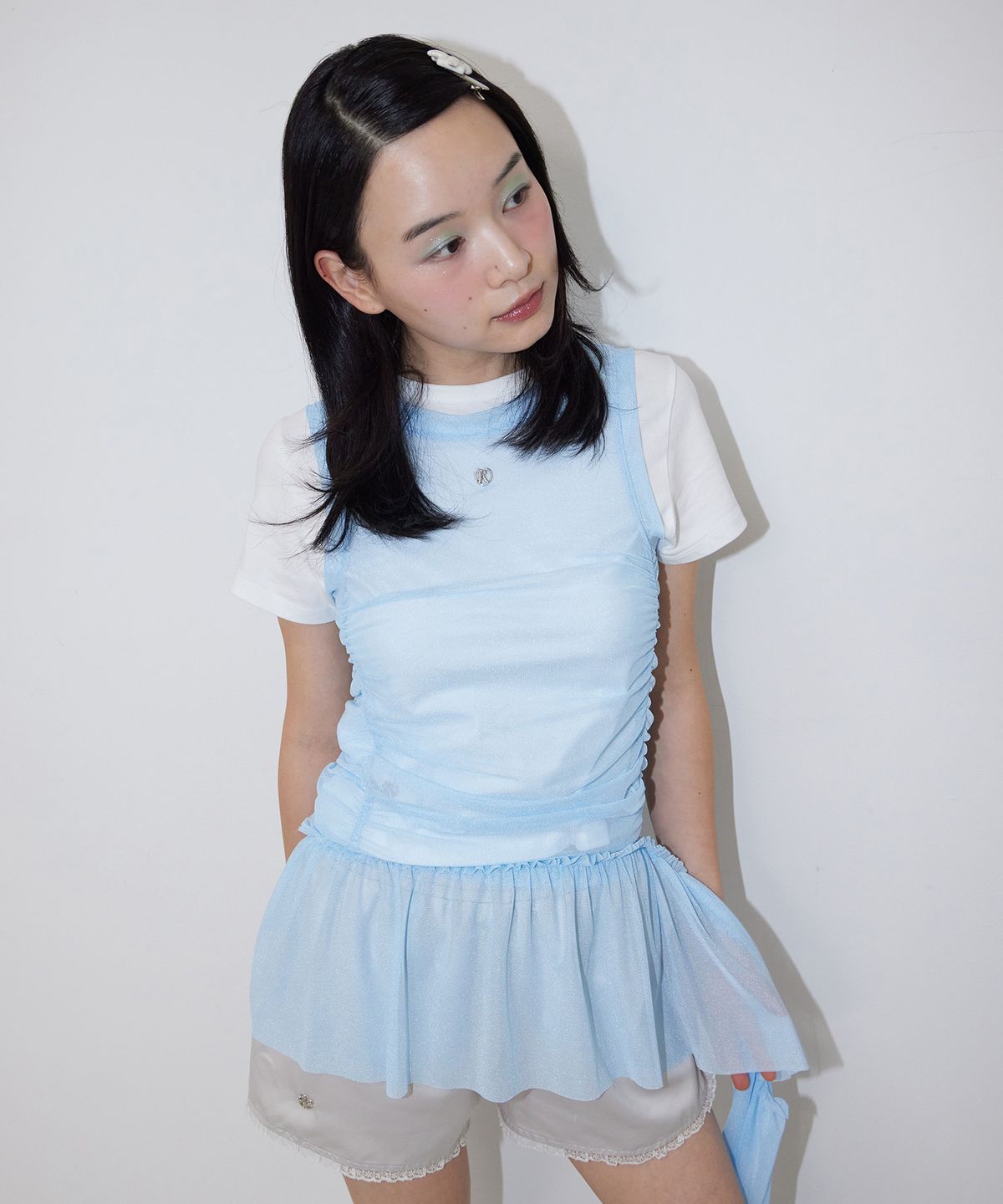 페이키(FAKIII) Mesh Princess Line Drop Dress_SKY BLUE
