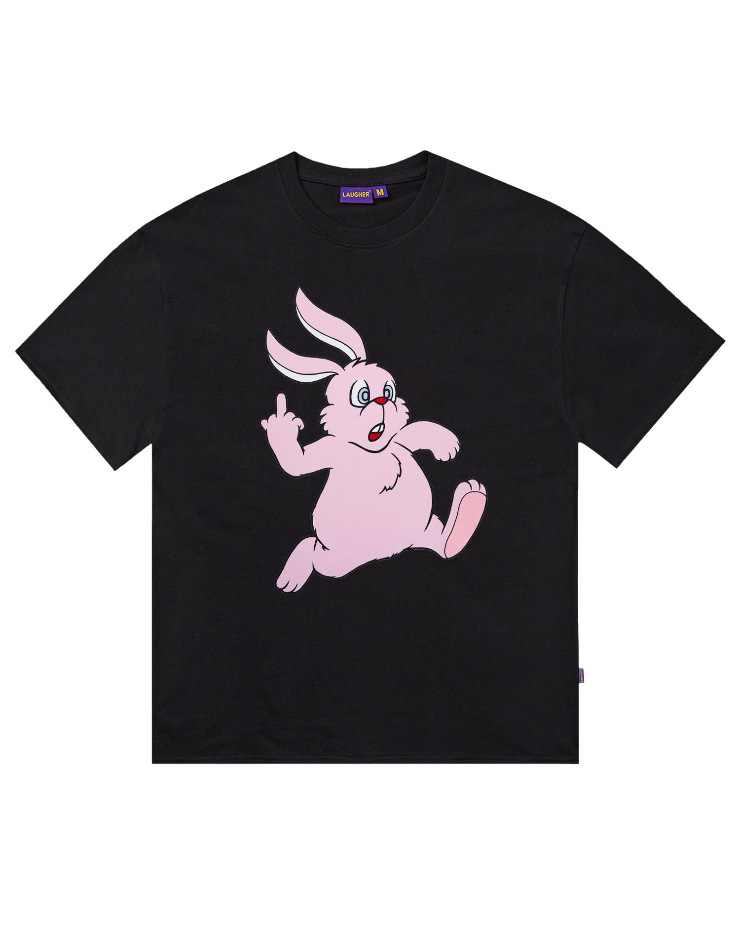 Tシャツ・カットソー LAUGHER Puck and Run Bunny Pink T-Shirt White TS66 MUSINSA | LAUGHER Puck and Run Bunny (Pink) 3D T-Shirt - White