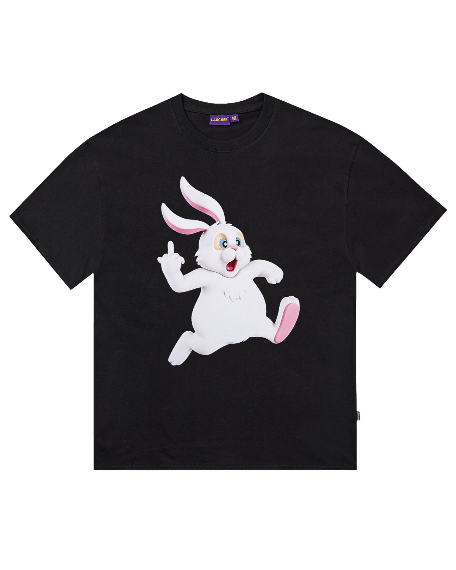 Tシャツ・カットソー LAUGHER Puck and Run Bunny Pink 3D T-Shirt White TS70 MUSINSA | LAUGHER Puck and Run Bunny (White) 3D T-Shirt - Black