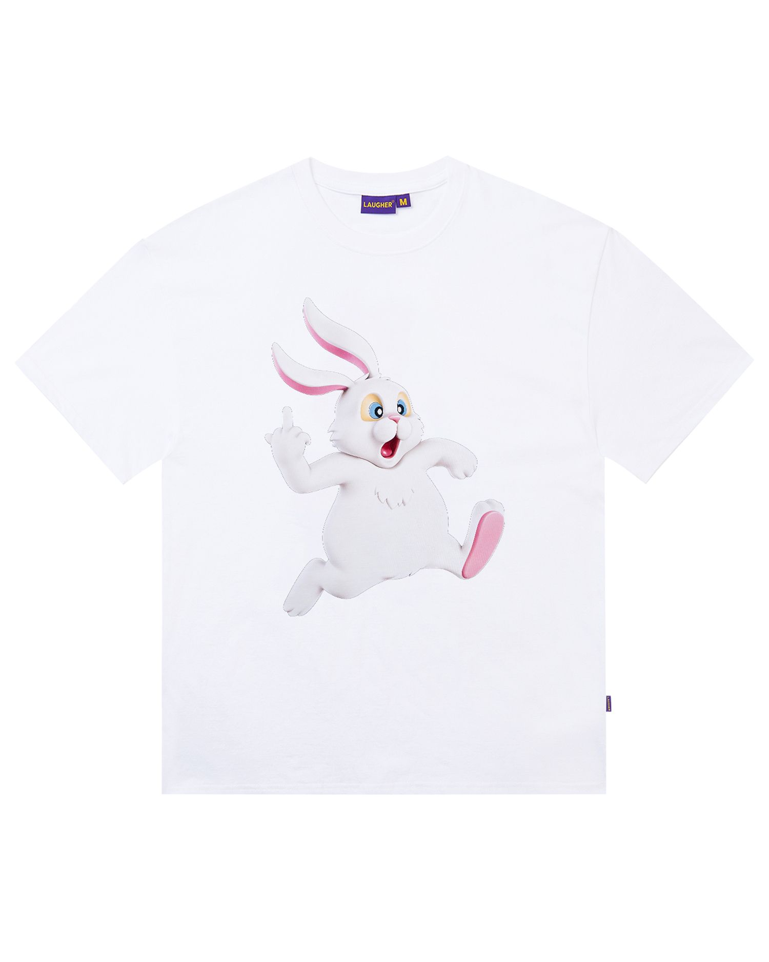 Tシャツ・カットソー LAUGHER Puck and Run Bunny White T-Shirt Black TS63 MUSINSA | LAUGHER Puck and Run Bunny (White) 3D T-Shirt - White