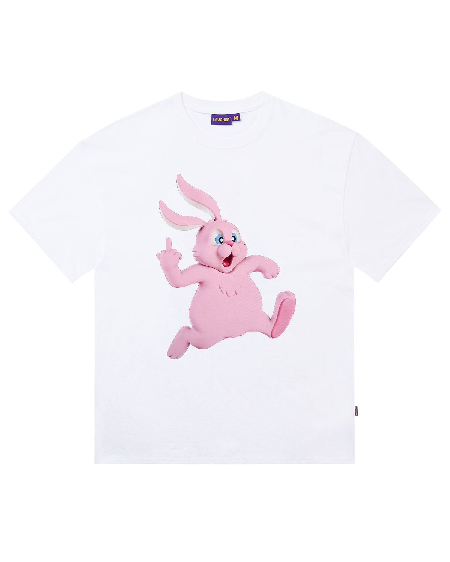 Tシャツ・カットソー LAUGHER Puck and Run Bunny Pink T-Shirt White TS66 MUSINSA公式 | LAUGHER Puck and Run Bunny (Pink) 3D T-Shirt