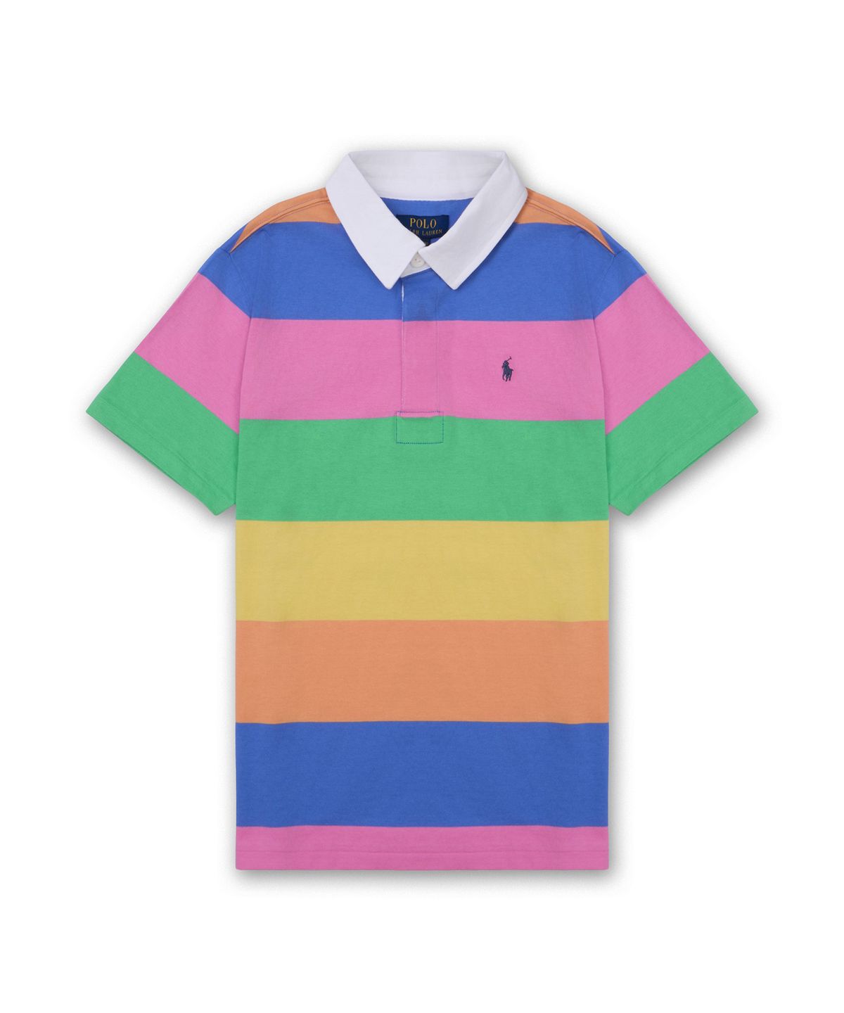 폴로 랄프 로렌 칠드런(POLO RALPH LAUREN CHILDREN) 스트라이프 코튼 숏 슬리브 럭비 셔츠-멀티 컬러