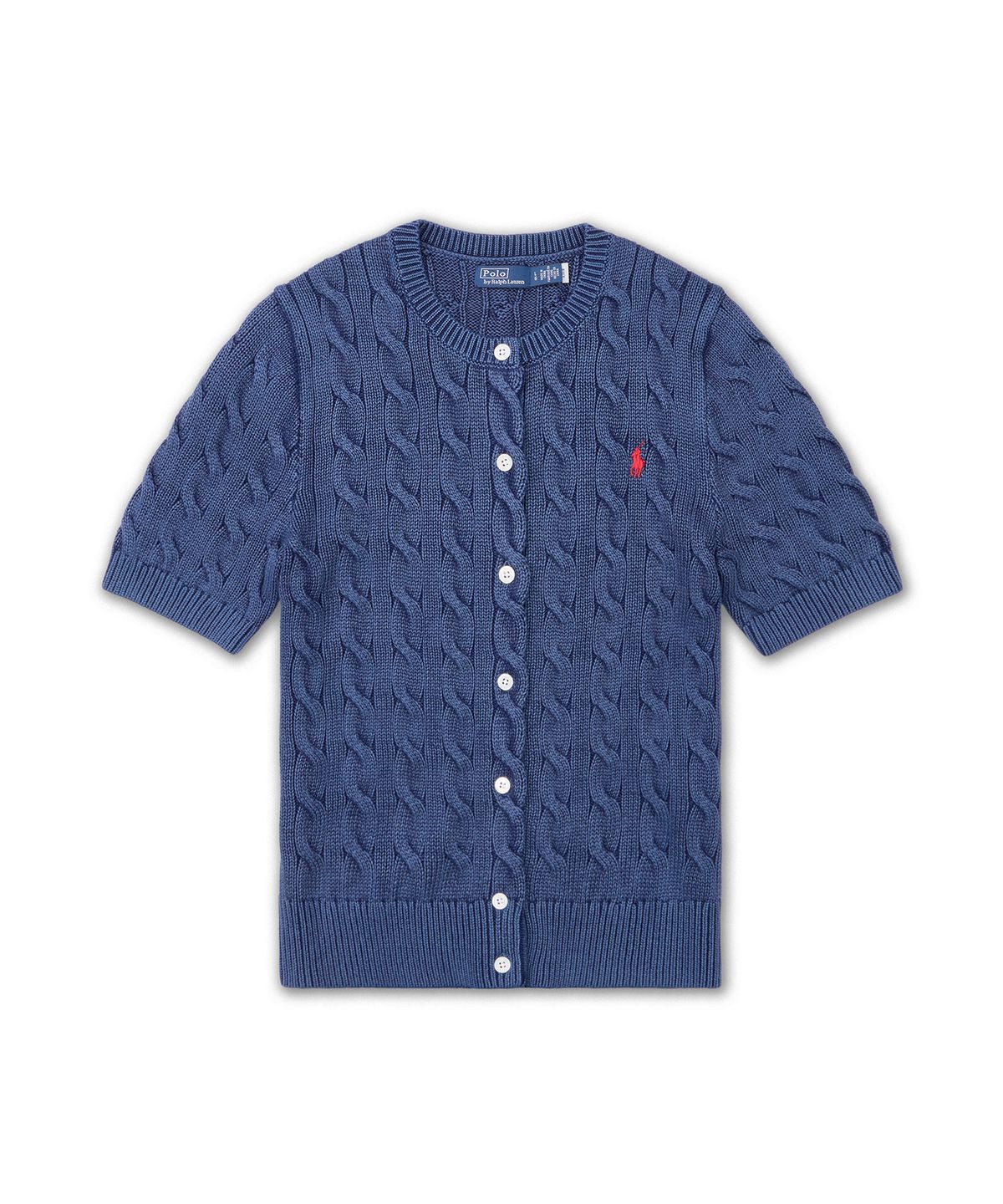폴로 랄프 로렌(POLO RALPH LAUREN) [W]케이블 니트 코튼 숏 슬리브 카디건-블루