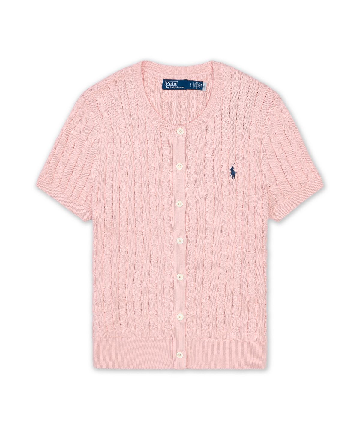 폴로 랄프 로렌(POLO RALPH LAUREN) [W]케이블 니트 코튼 숏 슬리브 카디건-라이트 오렌지