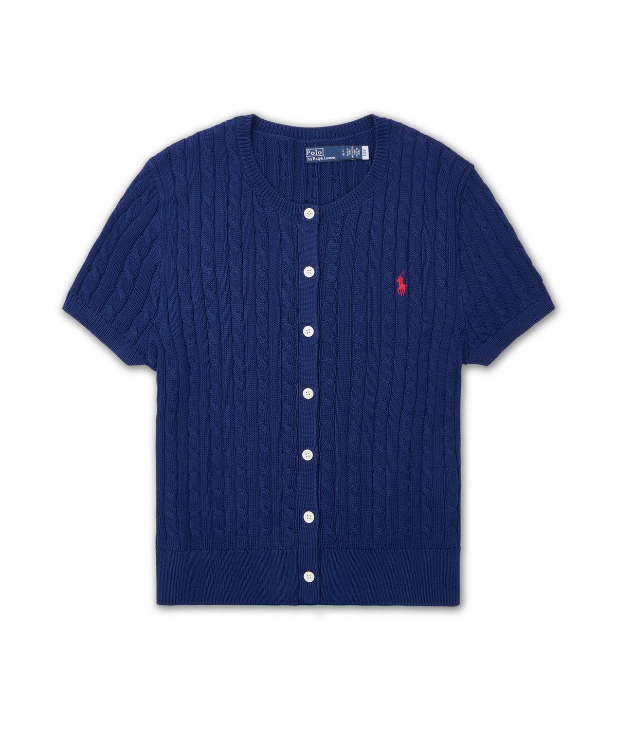 폴로 랄프 로렌(POLO RALPH LAUREN) [W]케이블 니트 코튼 숏 슬리브 카디건-블루