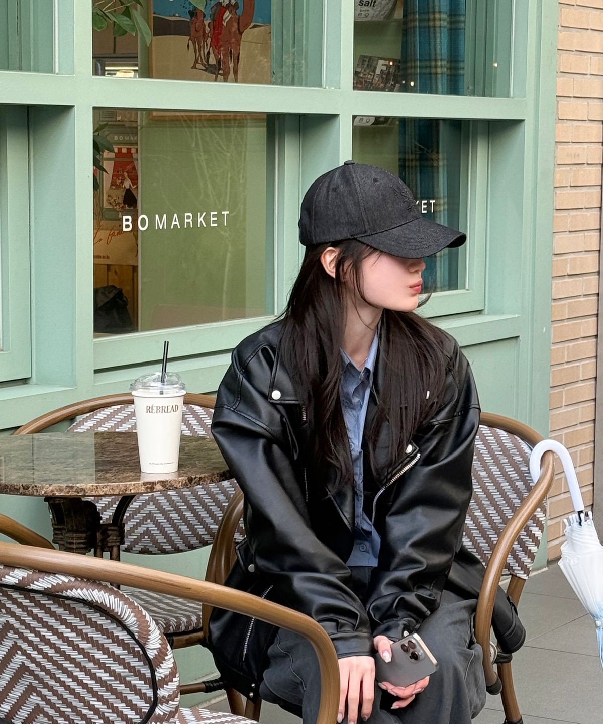 메종246(MAISON246) SIGNITURE BIGLOGO OVERFIT BALLCAP BLACK DENIM