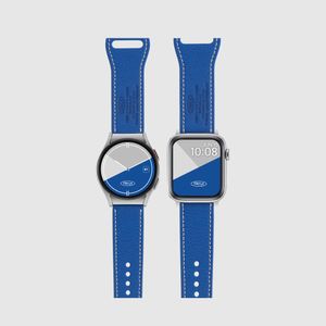 시그니처 버튼 스터드 비건 레더 애플워치 스트랩 7 울트라 6  SE2 갤럭시워치 6 호환 밴드 - 로얄 블루