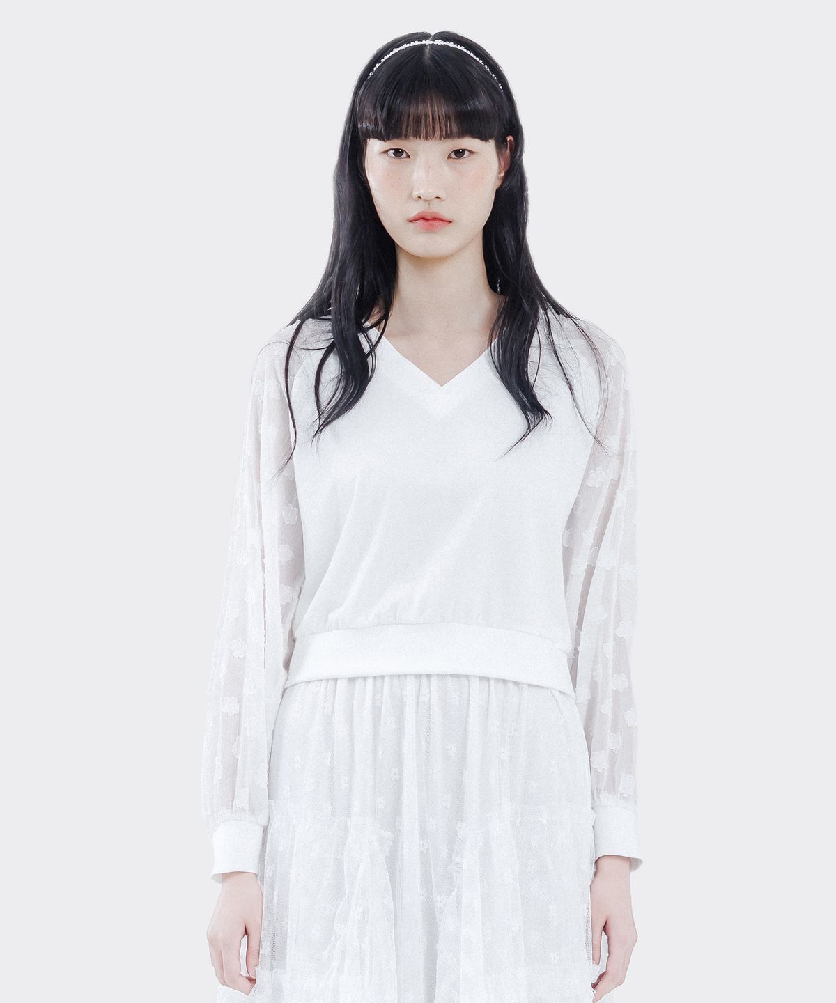 티니타이거(TEENYTIGER) 플라워 쉬폰 저고리티 화이트