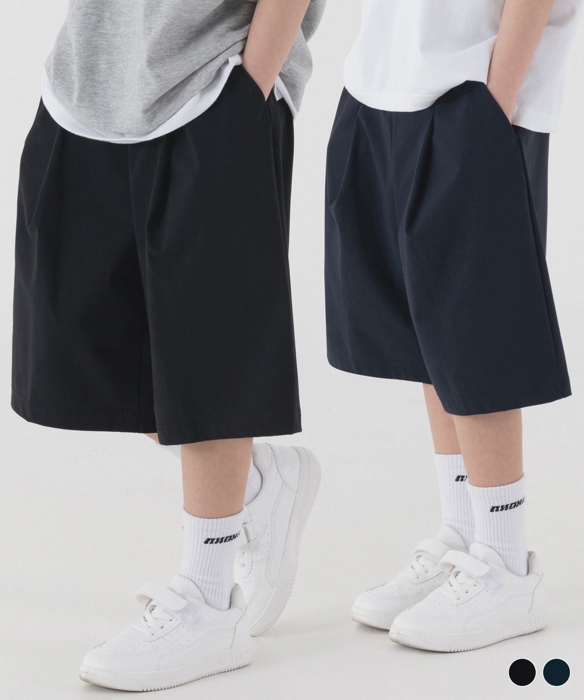 피아네르 키즈(PIANER KIDS) [2 PACK] 쿨 스판 원 턱 버뮤다팬츠 (2color)