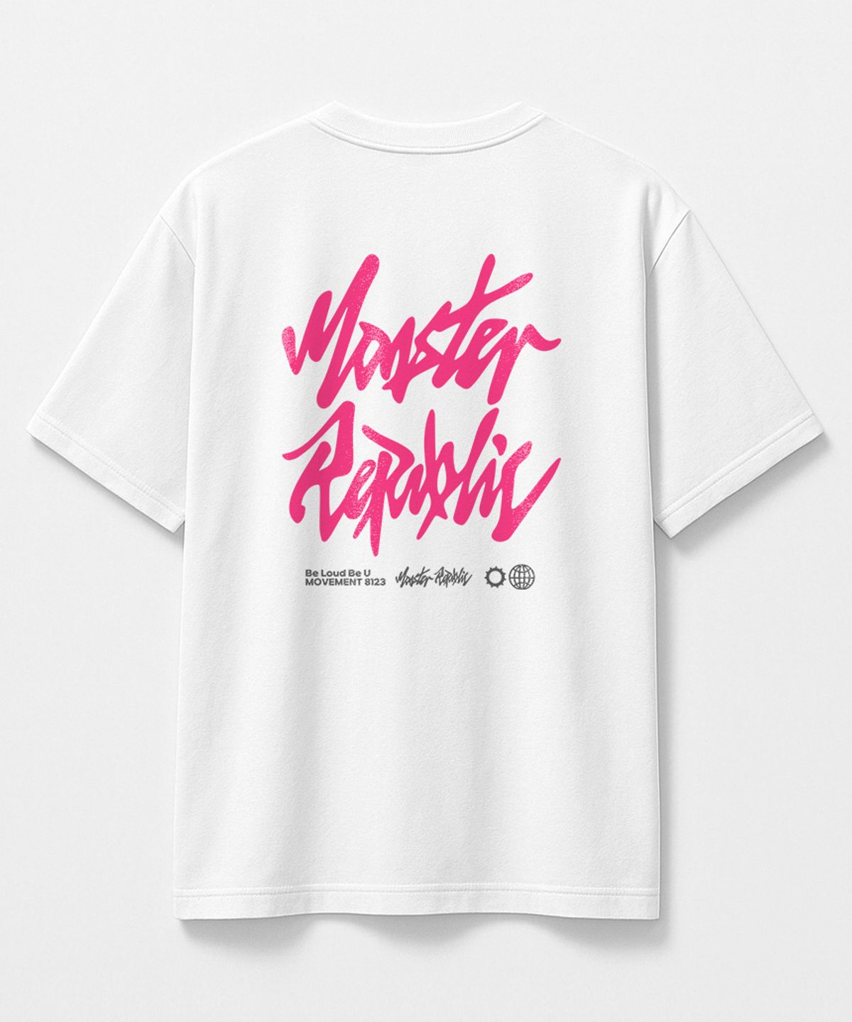 몬스터리퍼블릭(MONSTER REPUBLIC) 어센틱 로고 핑크 티셔츠 화이트_8123