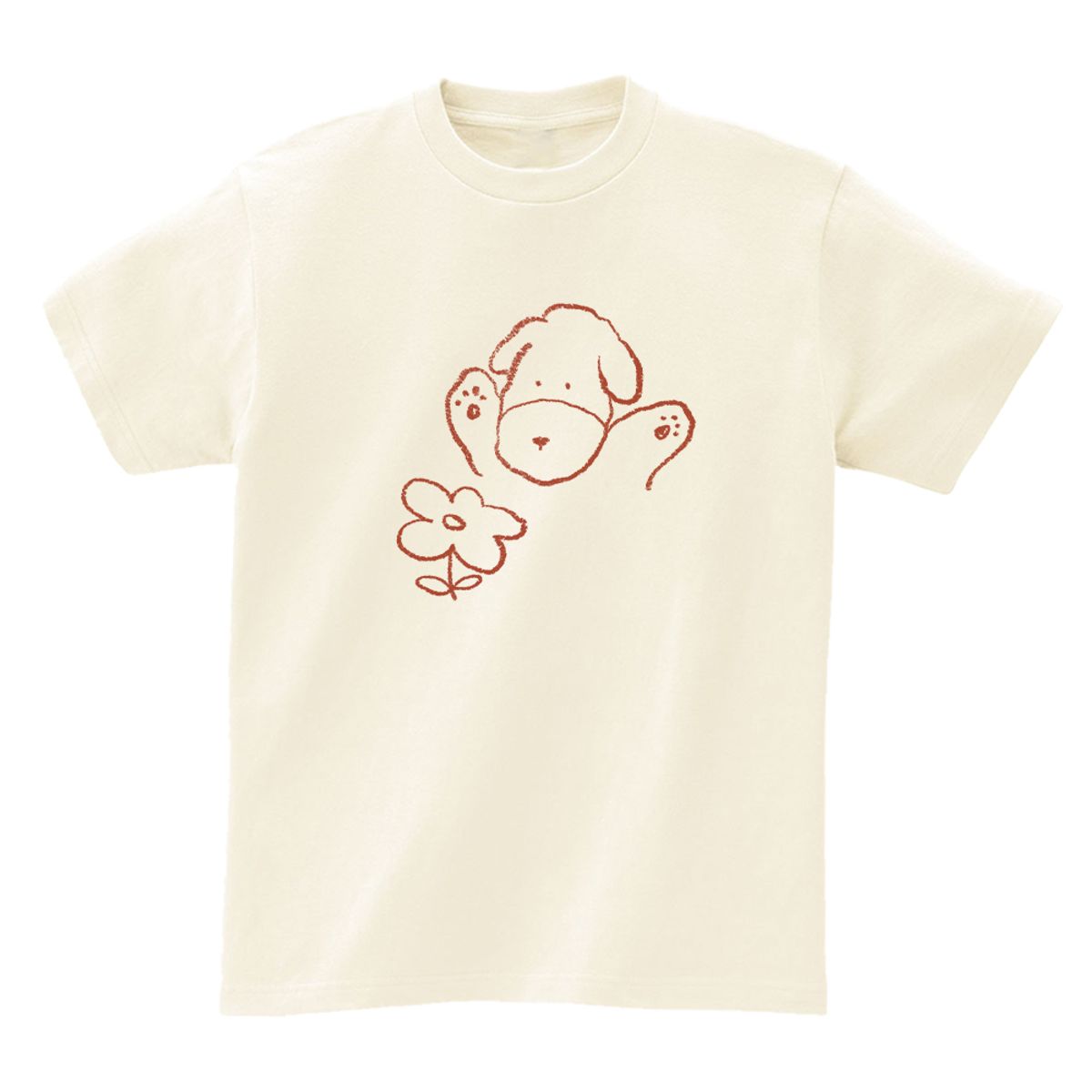 어썸어스(AWESOMEUS) Puppy who likes flowers T-SHIRTS_4COLOR