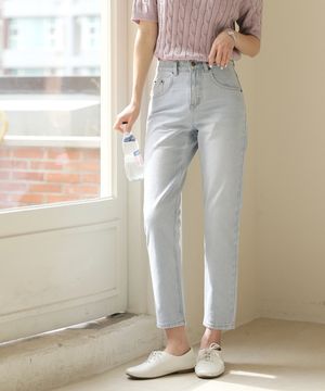 테이퍼드 일자 데님 팬츠