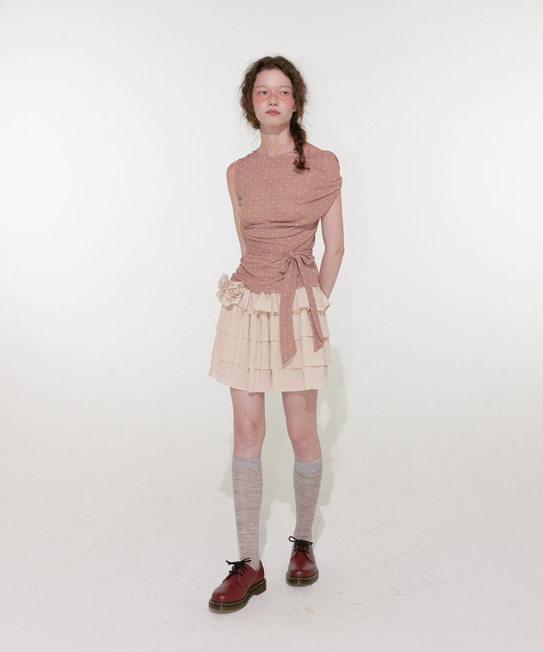 Lisa Cancan Mini Skirt (Beige)