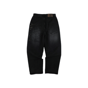 Letter Denim Pants Black