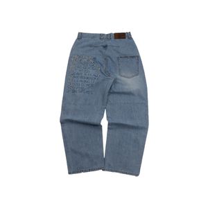 Letter Denim Pants Light Blue