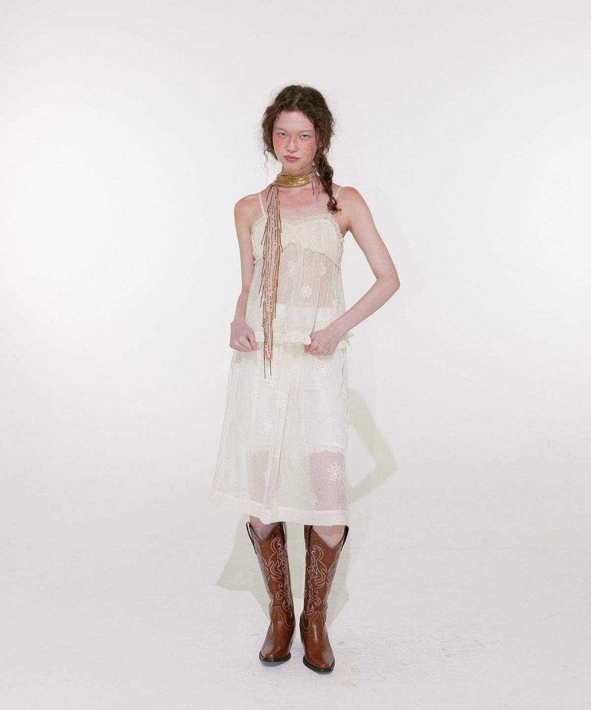 루루서울(LOULOUSEOUL) Chloe See Through Skirt (Ivory)