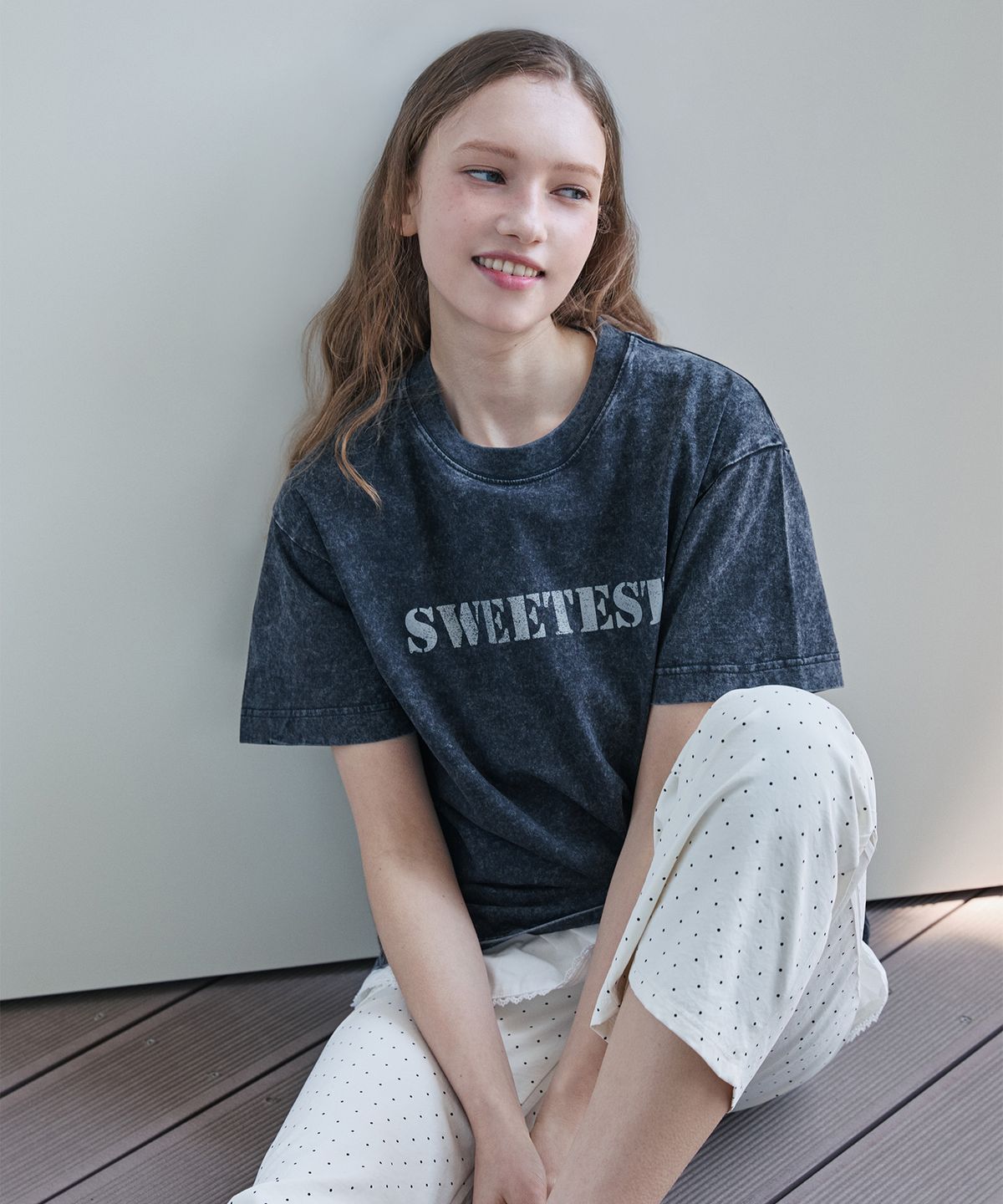스위트숲(SWEET SOUP) 피그먼트 루즈핏 티셔츠_DK/GREY(WB5STF2)