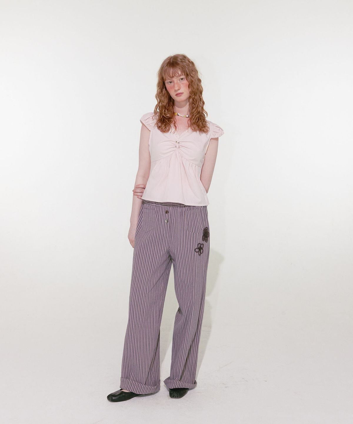 루루서울(LOULOUSEOUL) Vacation Stripe Pants (Purple)