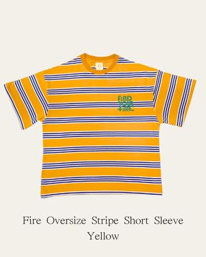 파이어 오버사이즈 스트라이프 반팔티 옐로우