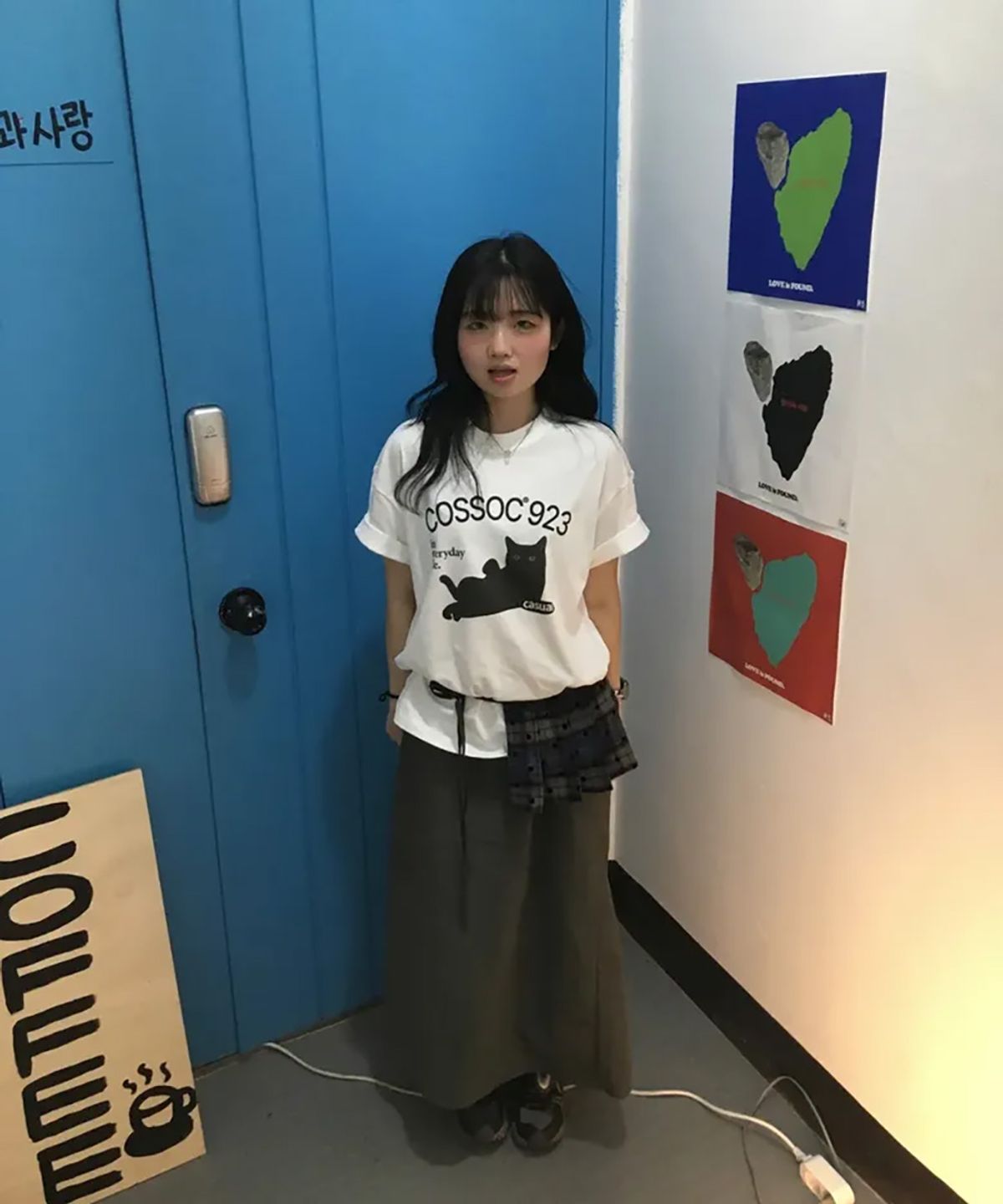 코소(COSO) COSSOC 923 캣 하프 티셔츠 (WHITE)