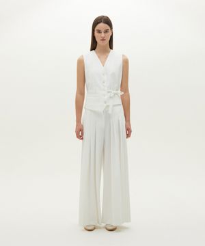 Layered pin tuck slacks