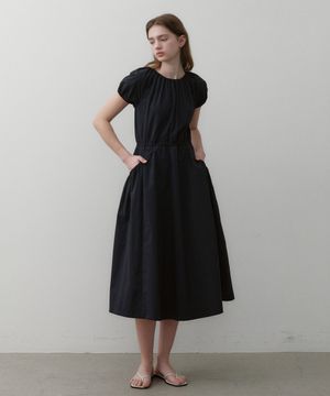 드로우 스트링 맥시 원피스 네이비