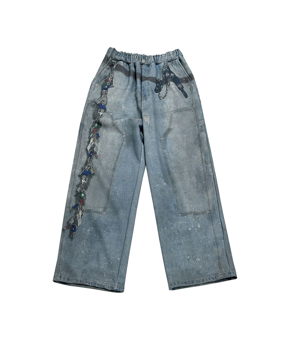 그레일즈(GRAILZ) KEY CHAIN ILLUSION SWEATPANTS [BLUE]