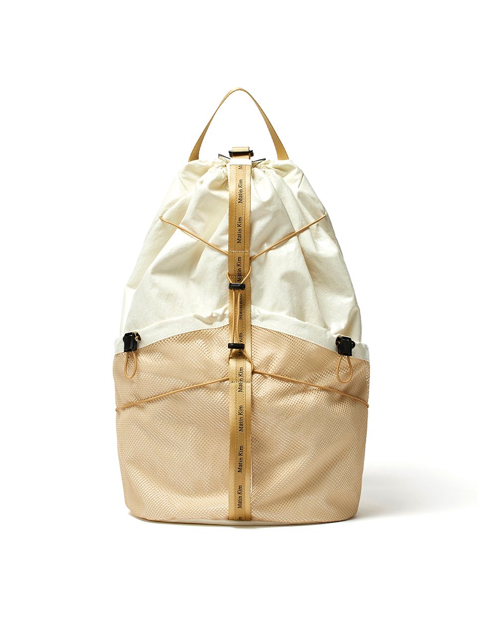 バックパック・リュック [MATINKIM]logo tapping glossy back pack in ivory MUSINSA | MATIN KIM LOGO TAPING GLOSSY BACK PACK IN IVORY